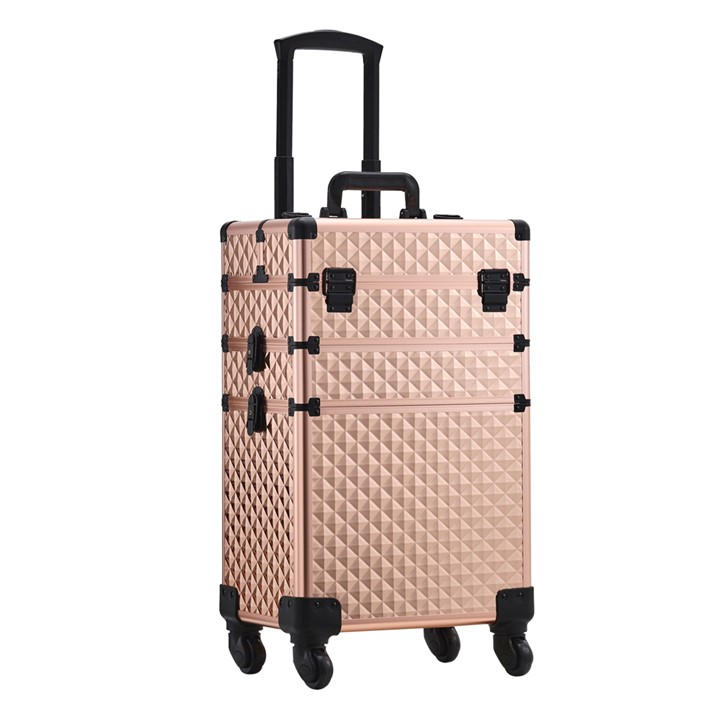 Sheonly  Gold 3 In 1 Portable Cosmetic Makeup Train Case, Sports Direct