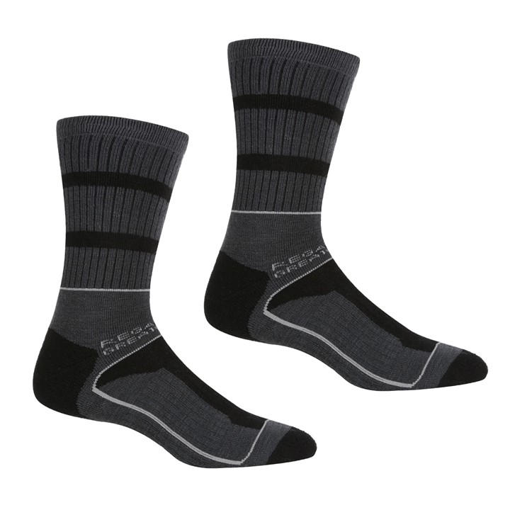 Regatta Men's 2 Pack Samaris 3 Season Sock - Black UK Size 6-8 - Image 2