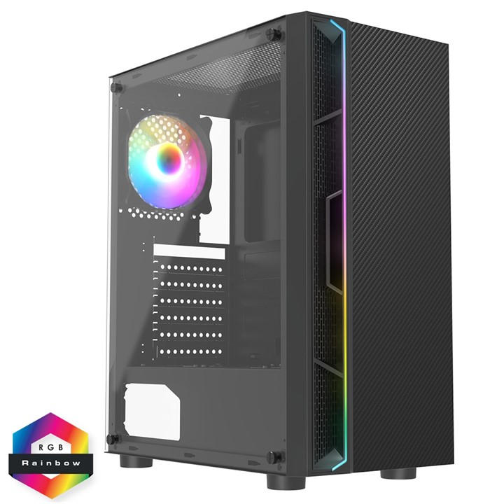 Galaxy     Mid Tower Atx Gaming Pc Case With Led Strip + Fan, Football by CiT, Sports Direct
