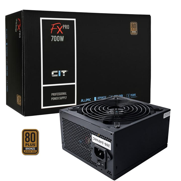 Cit  Black Fx Pro 700W Atx Power Supply Unit Apfc 80 Plus Bronze - With 14Cm Fan, Sports Direct