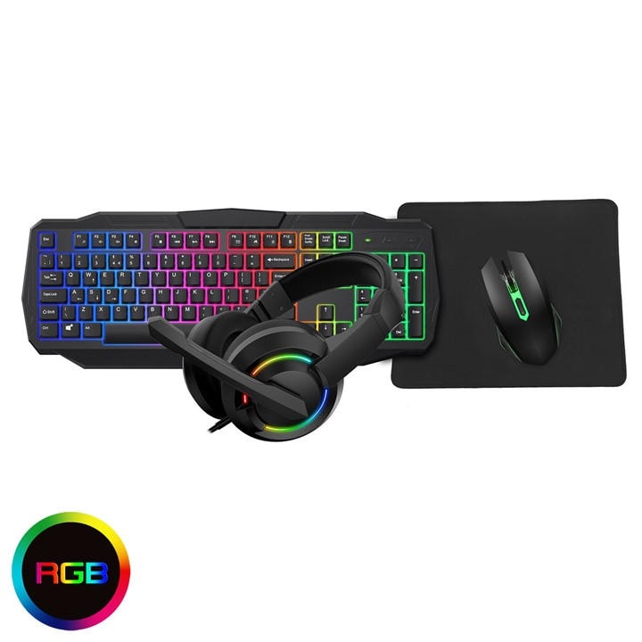 Cit  Black Scorpion 4-In-1 Keyboard Mouse Headset Mouse Pad Combo Kit, Sports Direct