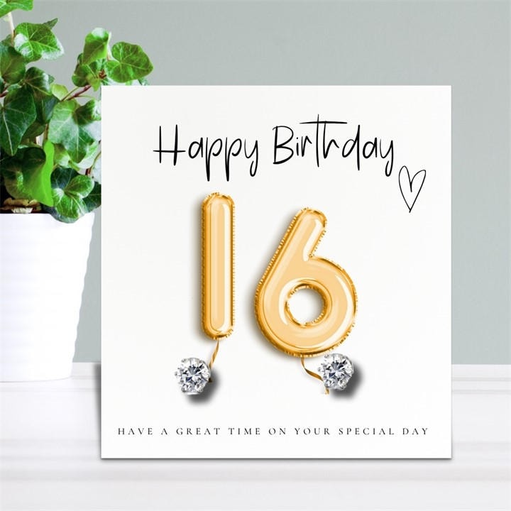 Scotland  Women's  16Th Bday Stud Earrings & Gold Balloons Gift Card, Football by Aye Do Gifts, Sports Direct