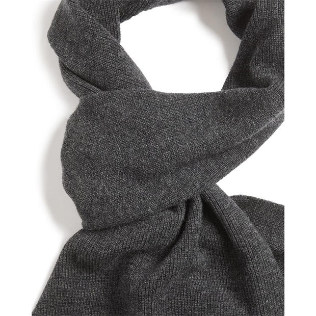 Grey - Lyle and Scott - Lambswool Ribbed Scarf