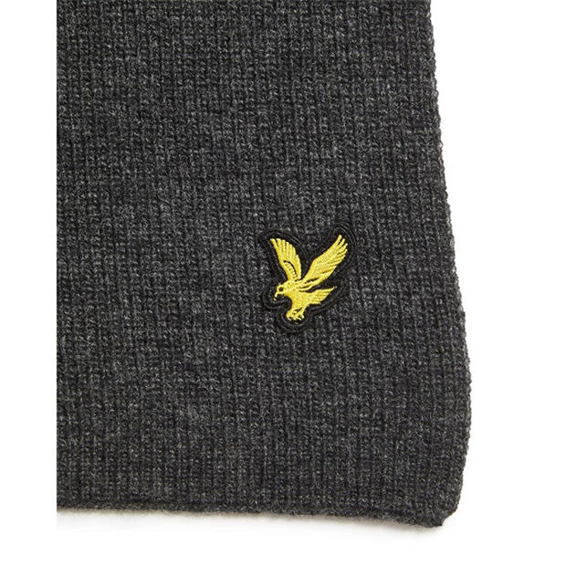 Grey - Lyle and Scott - Lambswool Ribbed Scarf