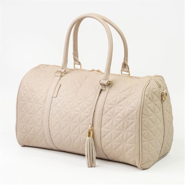 Gino Ferrari  Beige Pisa Quilted Faux Leather Holdall Travel Bag in Size 36L, Sports Direct