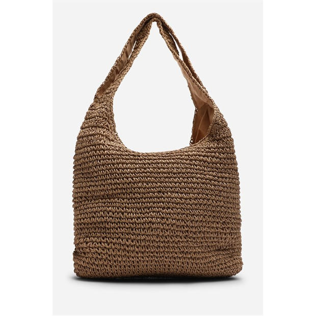 Brown - Wheres That From - Where’s Slouchy Raffia Shoulder Bag