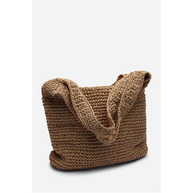 Brown - Wheres That From - Where’s Slouchy Raffia Shoulder Bag