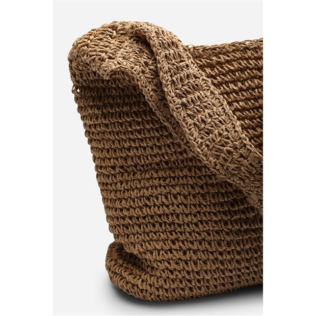 Brown - Wheres That From - Where’s Slouchy Raffia Shoulder Bag