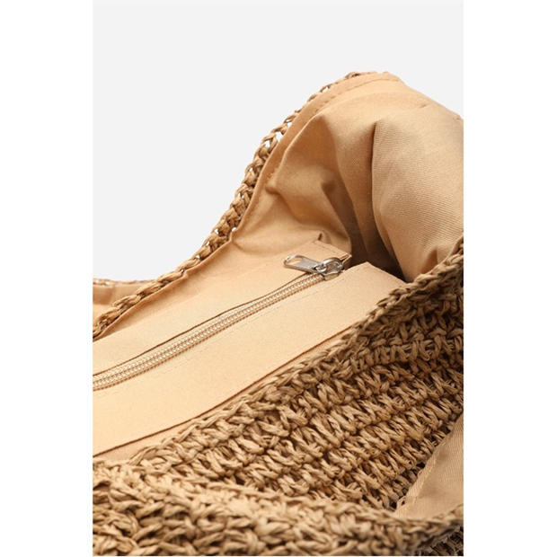 Brown - Wheres That From - Where’s Slouchy Raffia Shoulder Bag