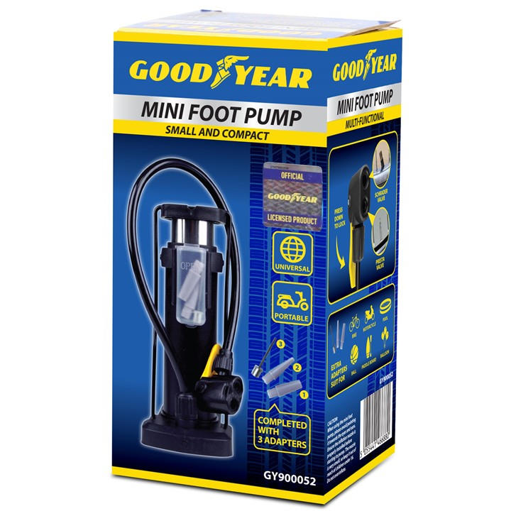 Goodyear  Black Compact Foot Pump, Sports Direct