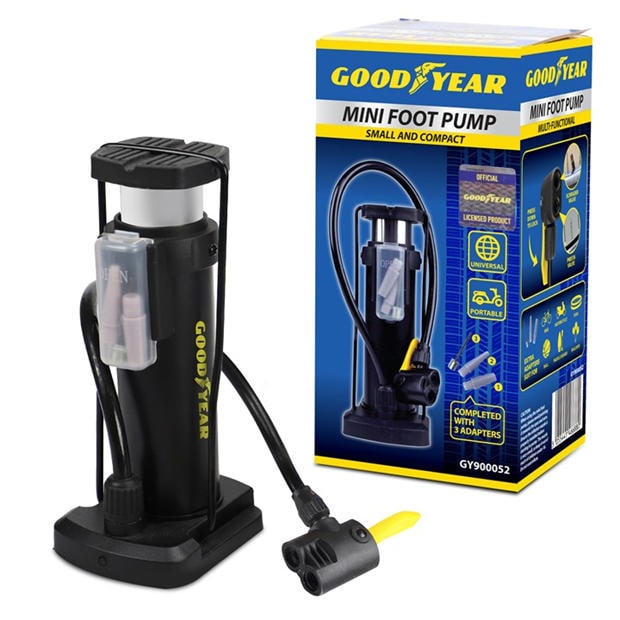 Black - Goodyear - Goodyear Compact Foot Pump