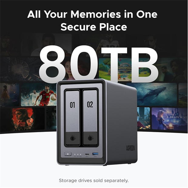 Black - UGREEN - NASync DXP2800 (Diskless) UK - (NAS) Network Attached Storage