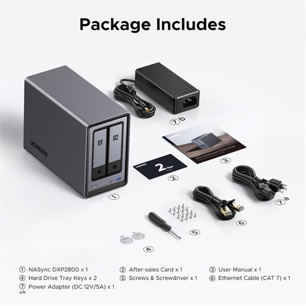 Black - UGREEN - NASync DXP2800 (Diskless) UK - (NAS) Network Attached Storage
