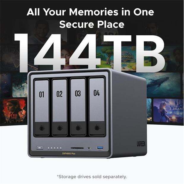 Black - UGREEN - NASync DXP4800 Plus (Diskless) UK Network Attached Storage