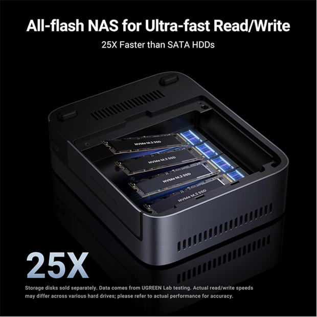 Black - UGREEN - NASync DXP480T Plus Network Attached Storage
