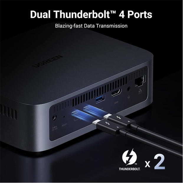 Black - UGREEN - NASync DXP480T Plus Network Attached Storage