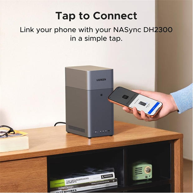Black - UGREEN - DH2300 Plus Grey Diskless UK + HDMI Cable - NAS (Network Attached Storage) drive