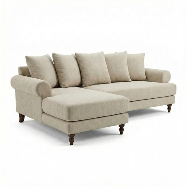Biege Chenille - Biba - Freddy L Shaped Corner Chenille Sofa