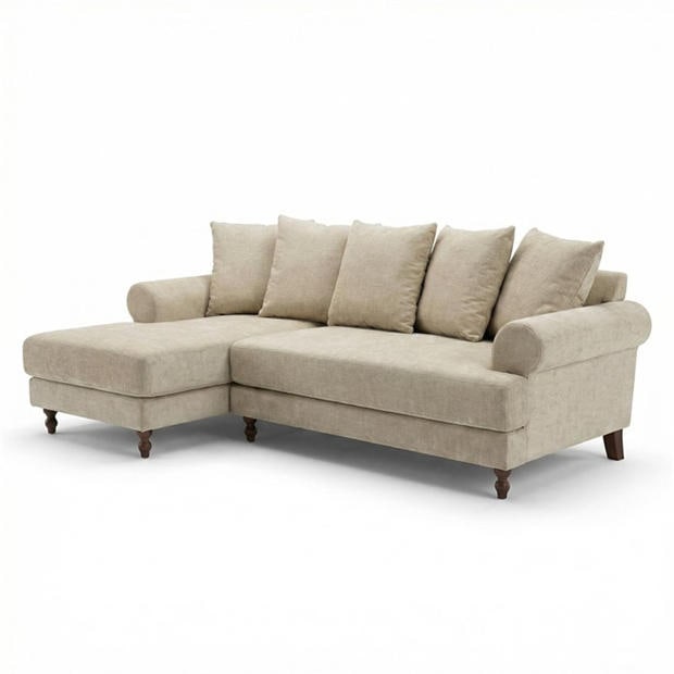 Biege Chenille - Biba - Freddy L Shaped Corner Chenille Sofa