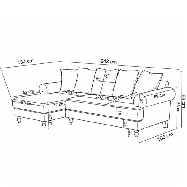 Biege Chenille - Biba - Freddy L Shaped Corner Chenille Sofa
