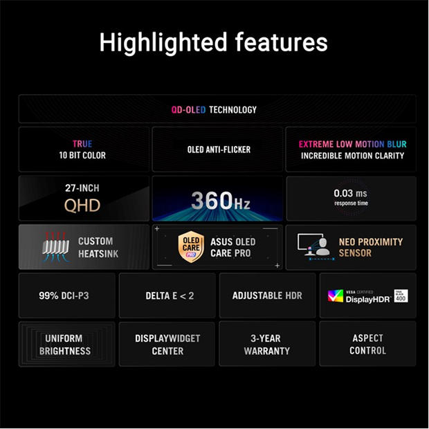 Black - ASUS - ASUS ROG Strix OLED XG27AQDNG gaming monitor