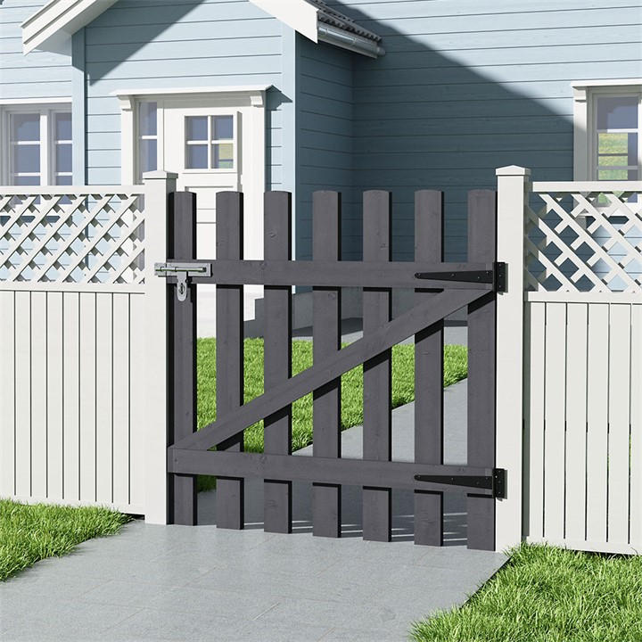 Breeins  Grey Garden Wood Fence Gate With Latch in Size 90 x 150cm, Sports Direct