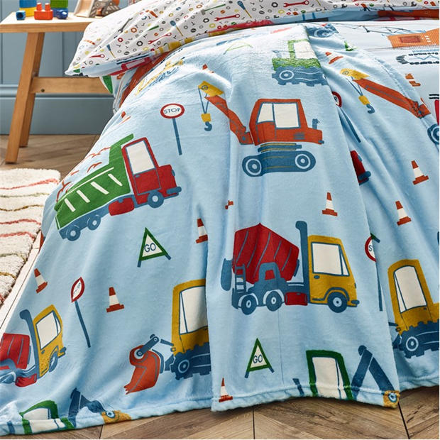 Blue - Catherine Lansfield Kids - Digger Dreams Sofa Throw