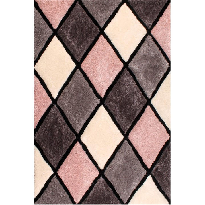 Ultimate Rug  Pink 3D Carved Diamond in Size 80x150cm, Sports Direct
