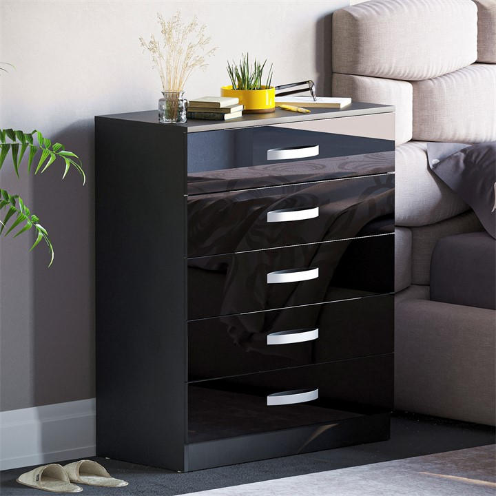 Lassic  Black Vida Designs Hulio 5 Drawer Chest, Sports Direct
