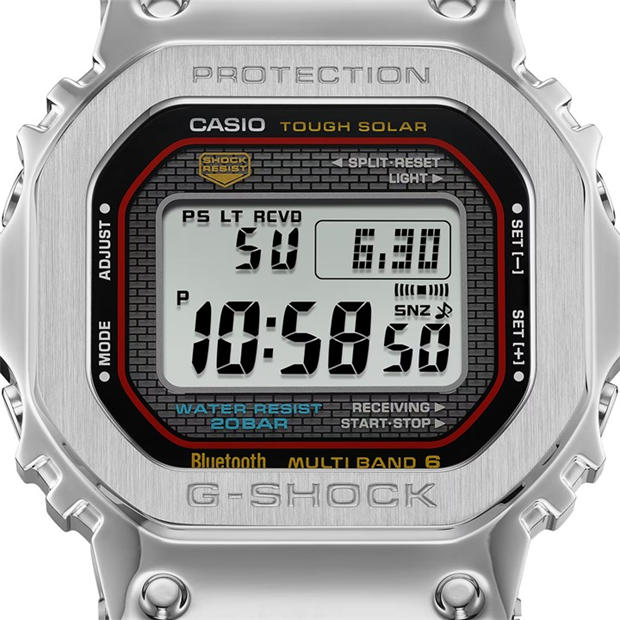 Silver - G SHOCK - Men's GMW-B5000 Digital Solar Stainless Steel Watch