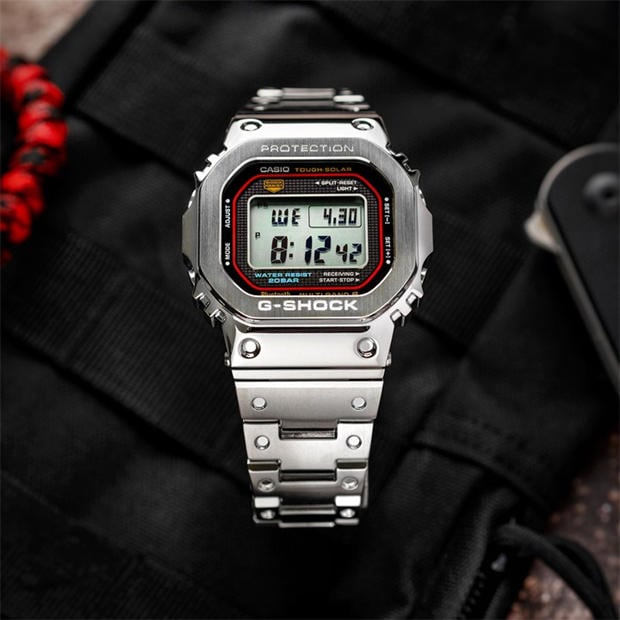 Silver - G SHOCK - Men's GMW-B5000 Digital Solar Stainless Steel Watch