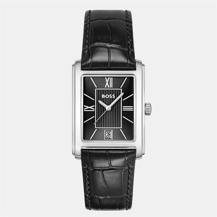 Boss Men's Silver Gents Principle Dress Watch With Leather Strap in Size 36mmx28mm, Sports Direct