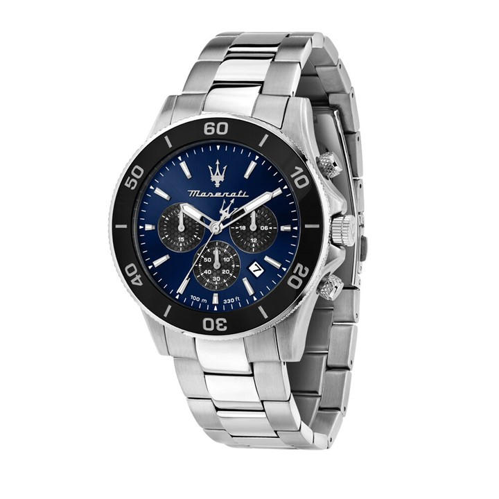 Maserati Men's Silver Competizione Racing-Inspired Stainless Steel Sapphire Crystal Analogue Quartz Watch, Sports Direct
