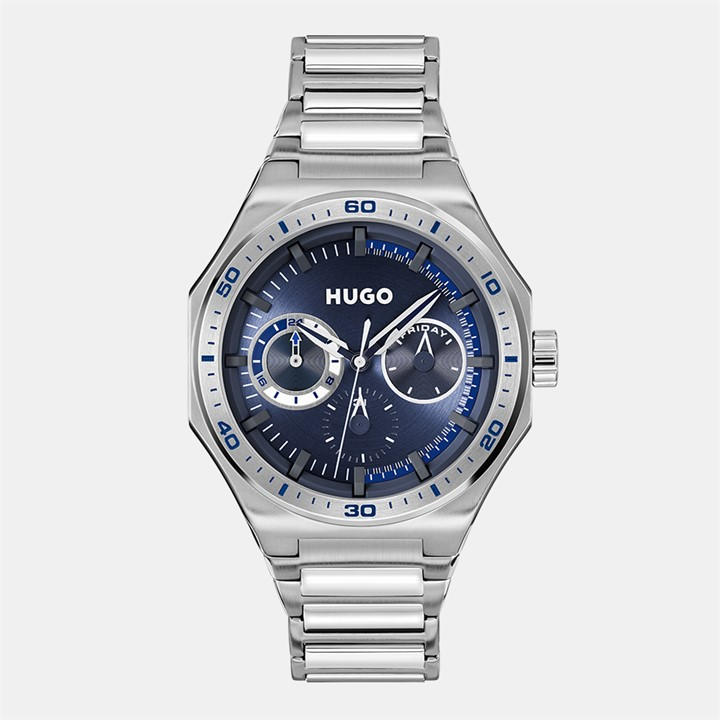 Hugo Men's Silver Gents #Grailsport Watch in Size 42, Sports Direct