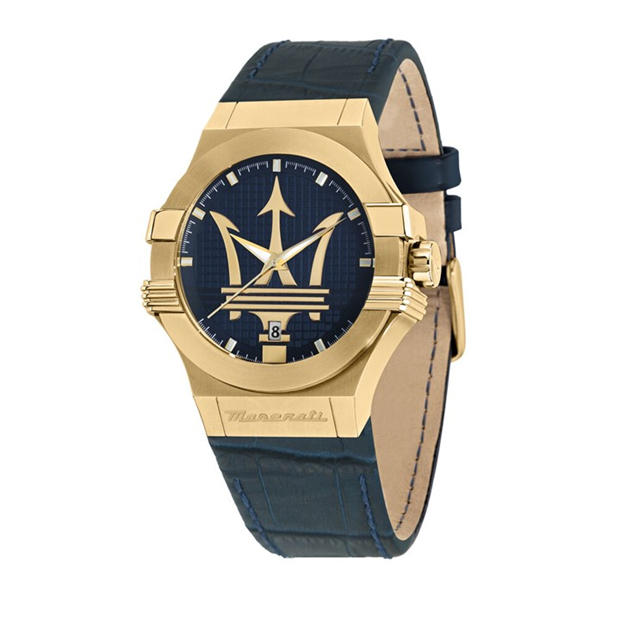 Злато/Синьо - Maserati - Men's Potenza Quartz Analogue Watch