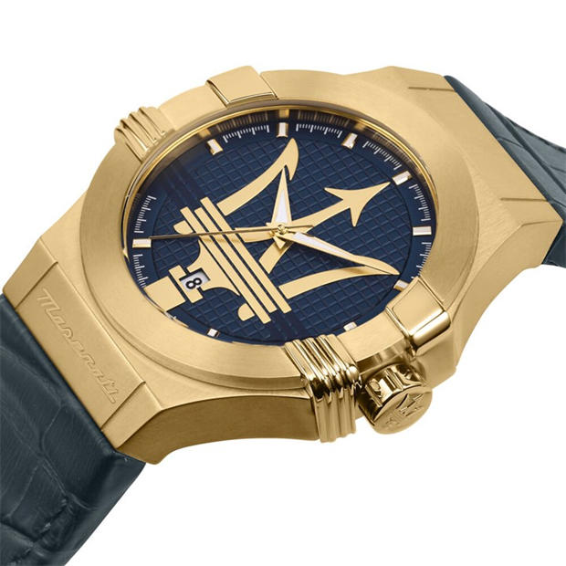 Злато/Синьо - Maserati - Men's Potenza Quartz Analogue Watch