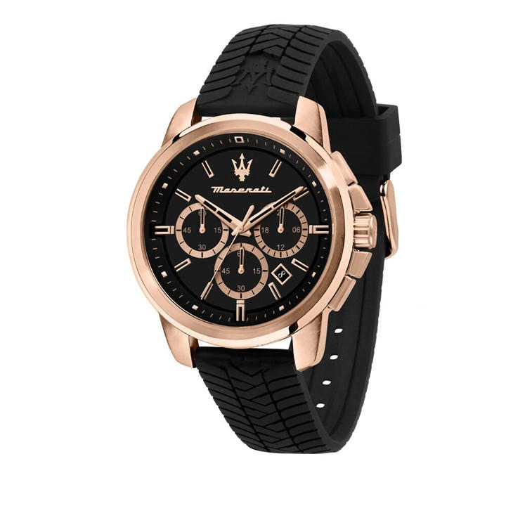 Maserati Men's Black Successo Quartz Analogue Watch, Sports Direct