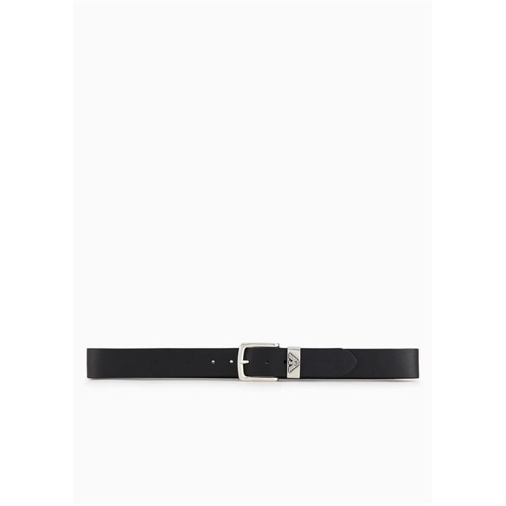 Emporio Armani Men's Black Eagle Leather Belt in Size 80, Sports Direct