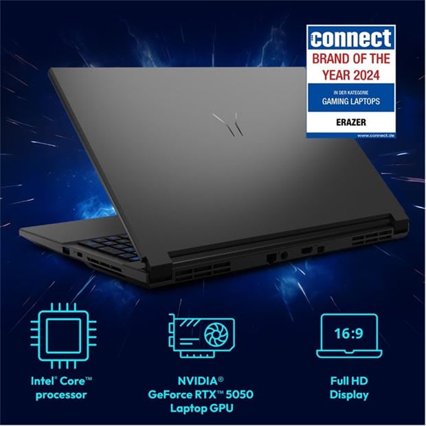 Black - Medion - Erazer Scout 15.6 Inch Gaming Laptop – Intel Core i5-13420H Nvidia RTX 5050 Windows 11 Home