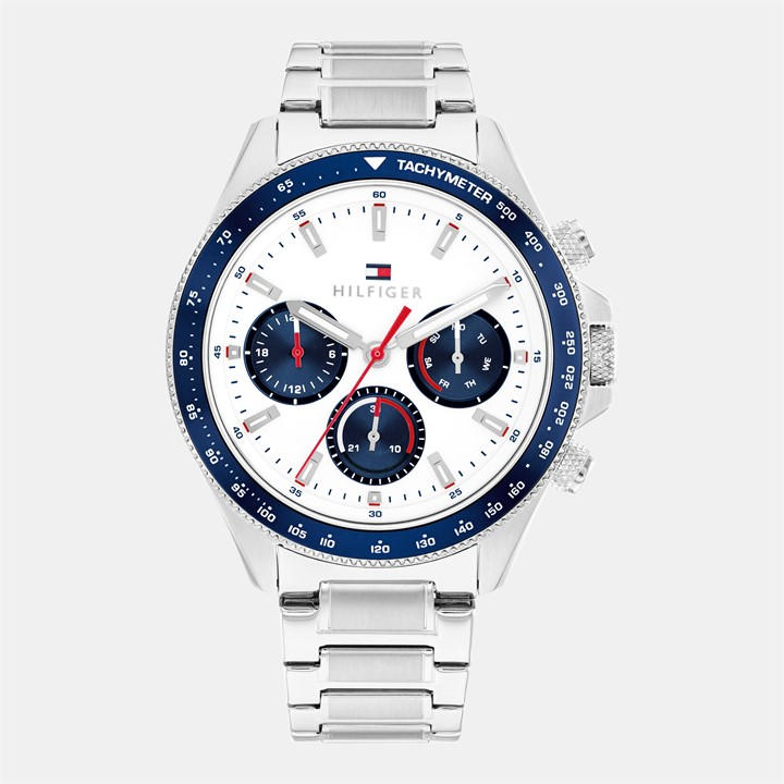 Tommy Hilfiger Men's Silver Stainless Steel Bracelet Watch in Size 42, Sports Direct