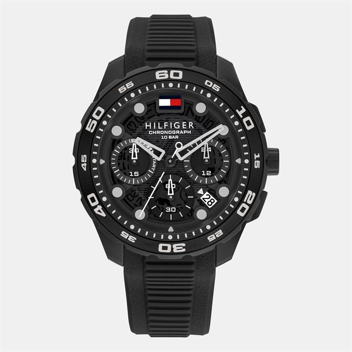 Tommy Hilfiger Men's Black Silicone Watch in Size 42, Sports Direct