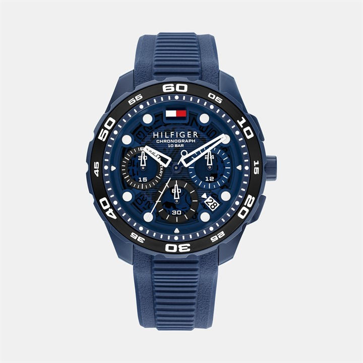 Tommy Hilfiger Men's Blue Silicone Watch in Size 42, Sports Direct