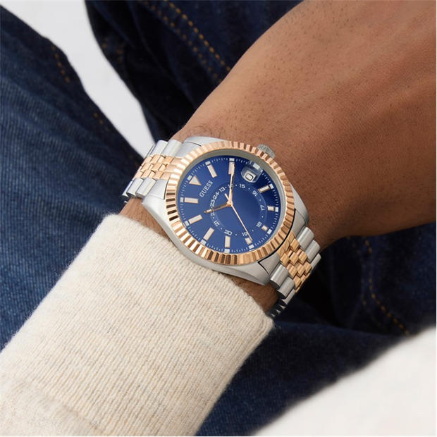 Blue/Silver - Guess - Men's Jaden Quartz Analogue Watch