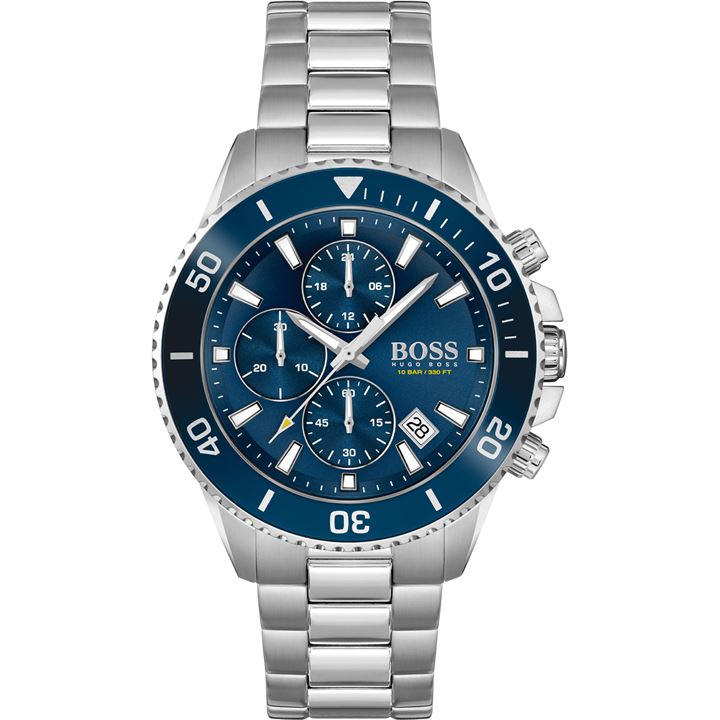 Boss Gents Admiral Stainless Steel Mesh Strap Watch Silver - Image 6