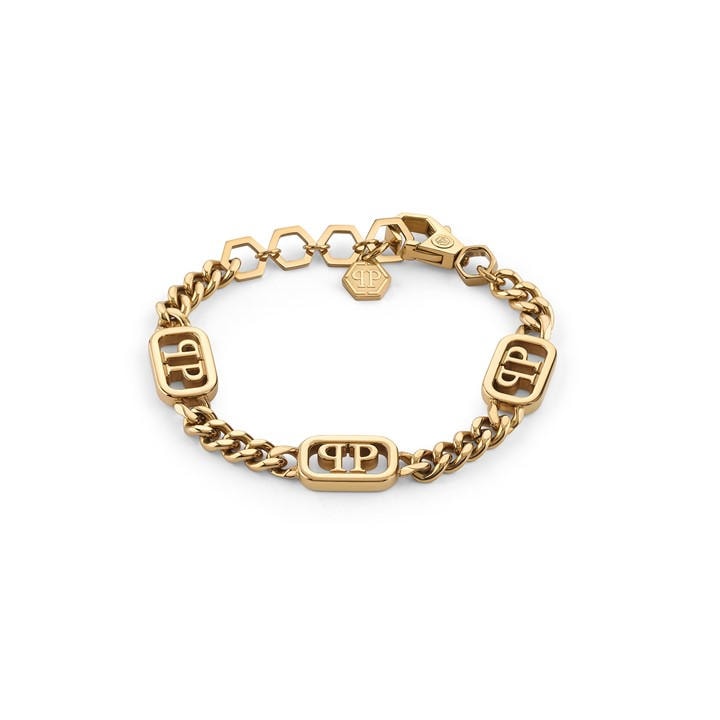 Philipp Plein Men's Gold Plein Lettering Chain Bracelet, Sports Direct