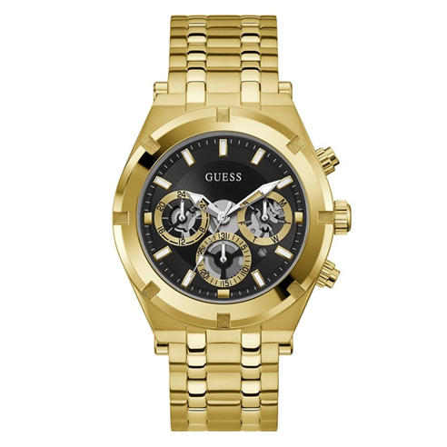 Guess - Guess Gents Gold Watch With Black Dial