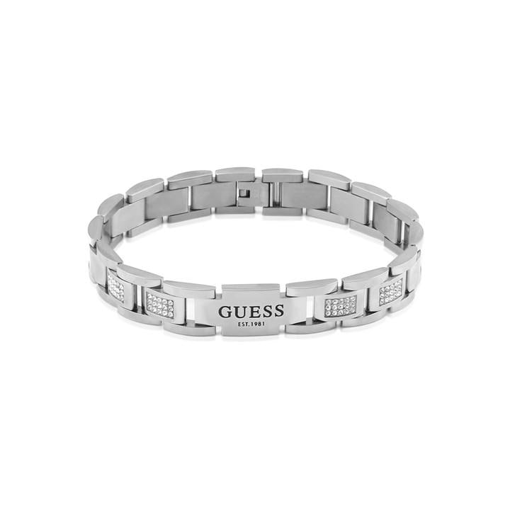 Guess Men's Metallics 12Mm Flat Chain & White Cz Bracelet