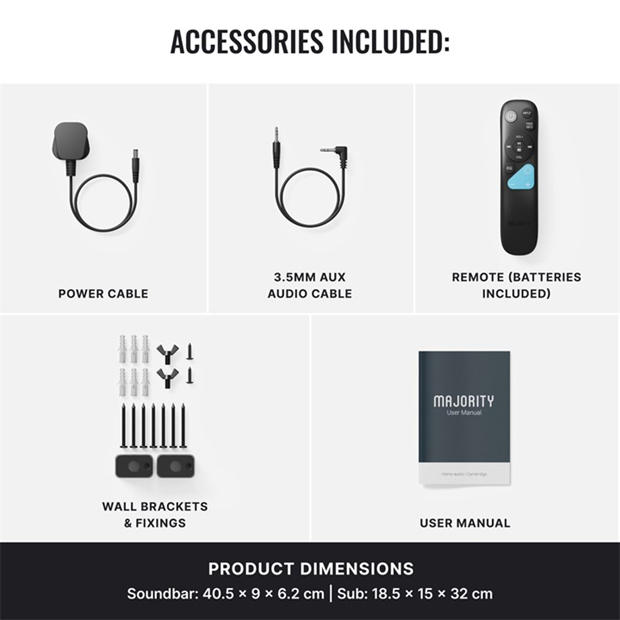 Black - MAJORITY - Majority Bowfell Axis 2.1 Soundbar
