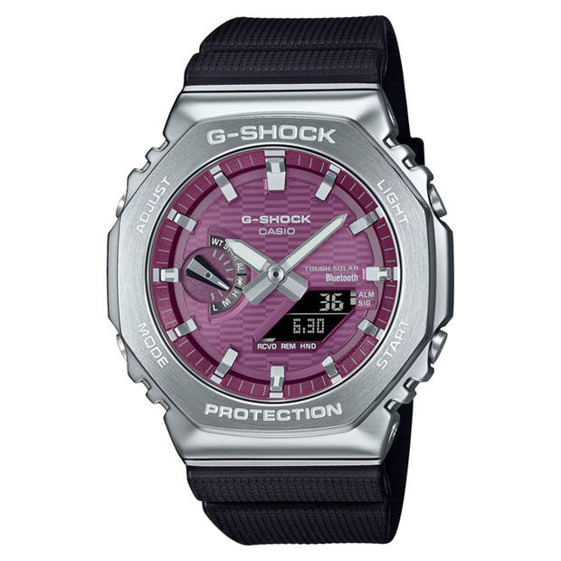 Маув/Черно - G SHOCK - Men's Bluetooth Solar Stainless Steel Digital Watch