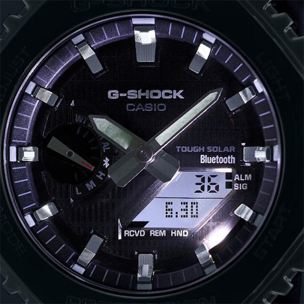 Маув/Черно - G SHOCK - Men's Bluetooth Solar Stainless Steel Digital Watch